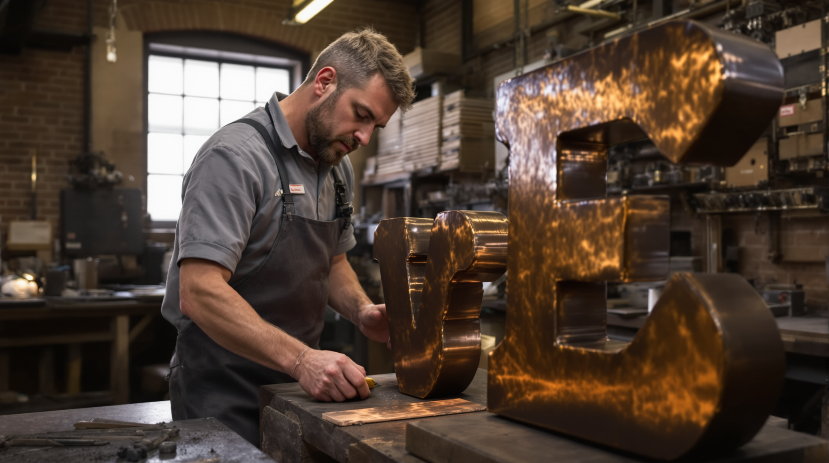 Cast bronze letters craftsmanship