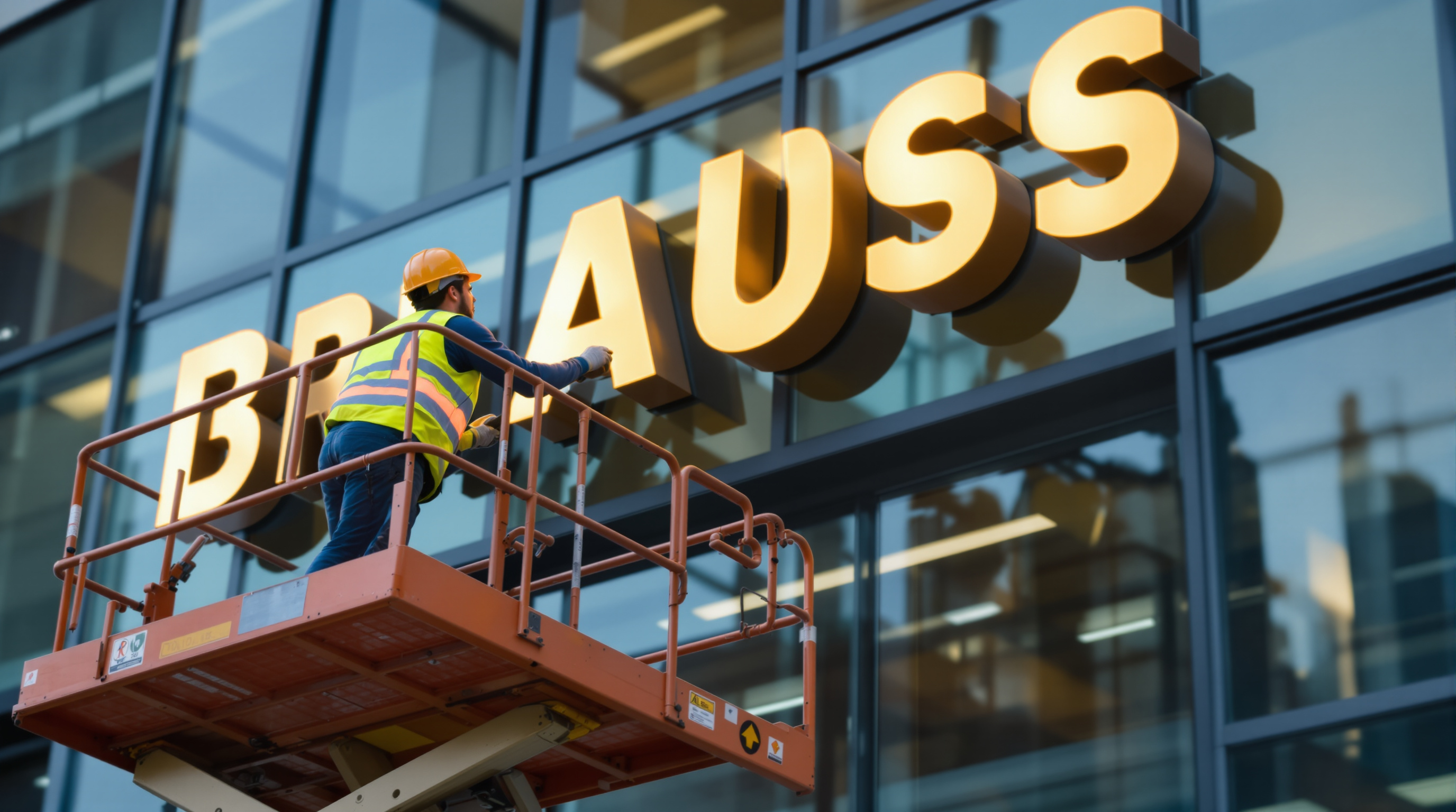 Professional installer mounting dimensional sign letters